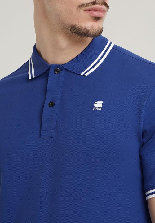 G-STAR - Dunda slim stripe polo s\s Premium stretch pk o - radar blue