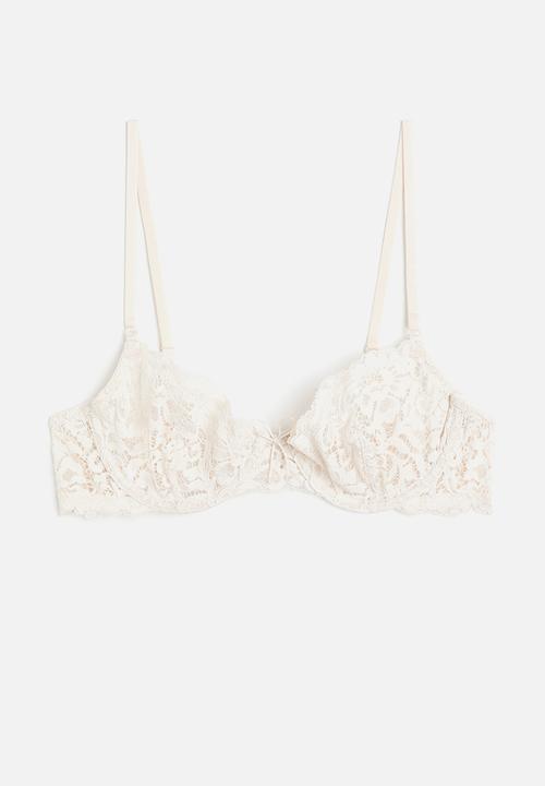 H&M - Non-padded underwired lace bra - light beige