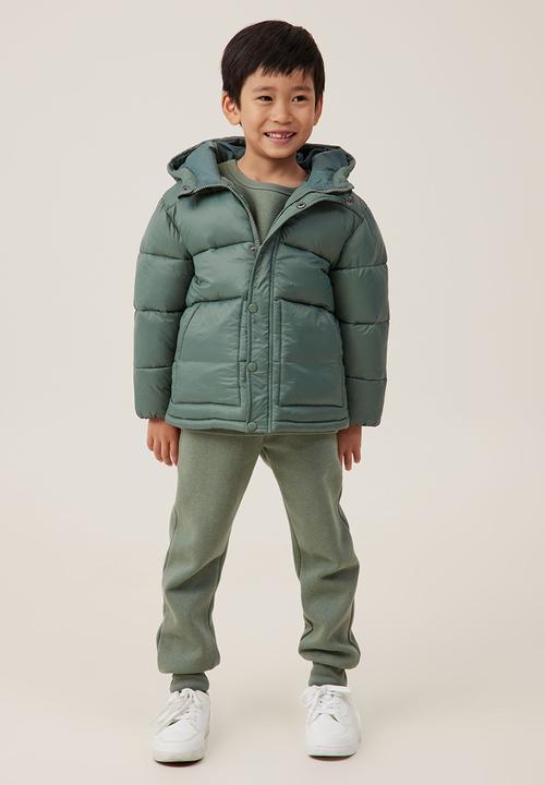 Cotton On - Hunter hooded puffer jacket - swag green