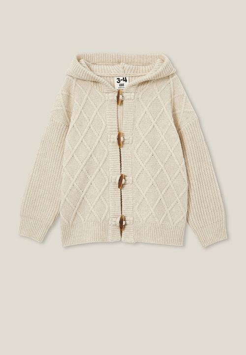 Cotton On - Cable hooded cardigan - rainy day