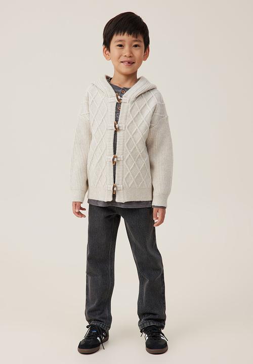 Cotton On - Cable hooded cardigan - rainy day