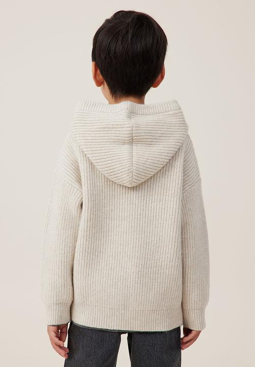 Cotton On - Cable hooded cardigan - rainy day