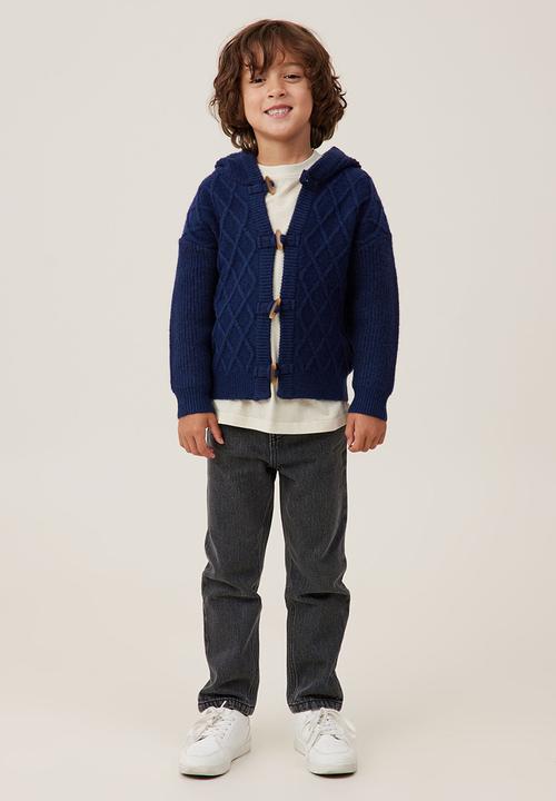 Cotton On - Cable hooded cardigan - navy blazer