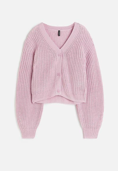 H&M - Balloon-sleeved cardigan - light pink