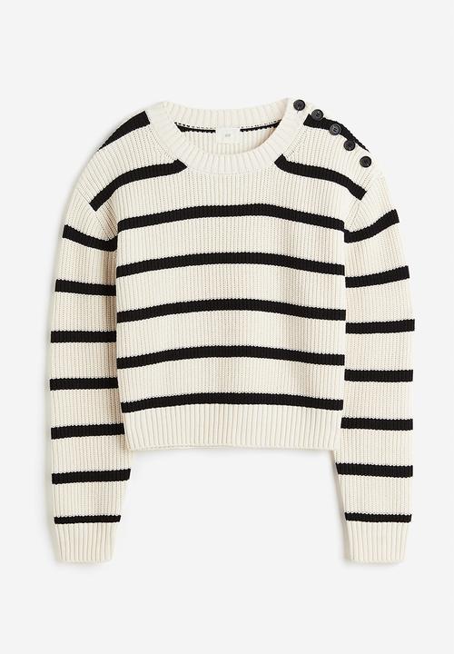 H&M - Cotton-blend jumper - cream/striped