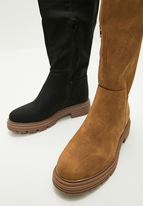 Footwork - Mavis knee length boot - black