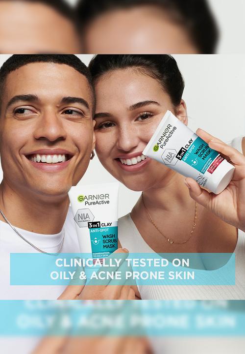 Garnier - Pure Active 3-in-1 Wash, Scrub, Mask 150ml