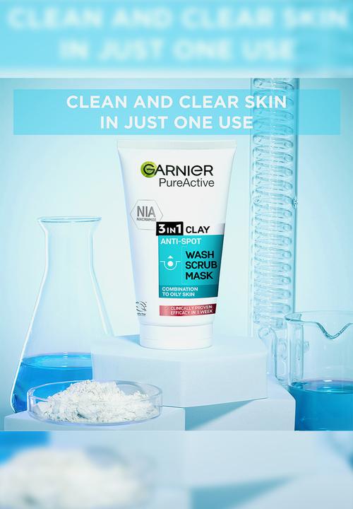 Garnier - Pure Active 3-in-1 Wash, Scrub, Mask 150ml