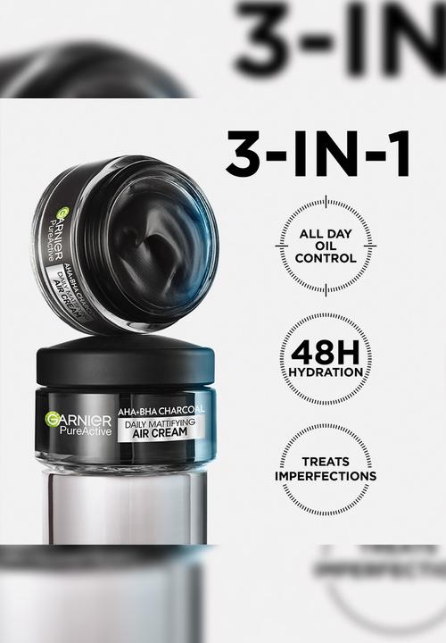 Garnier - Pure Active AHA BHA Charcoal Air Cream
