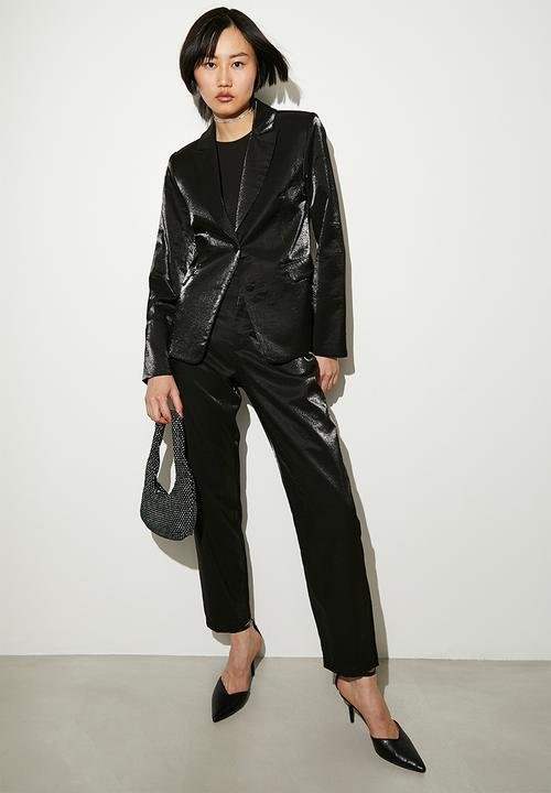 VELVET - Co-ord brocade trouser - black