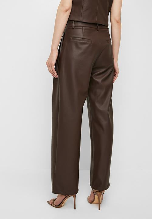 Superbalist - Low rise pu wide leg - tan
