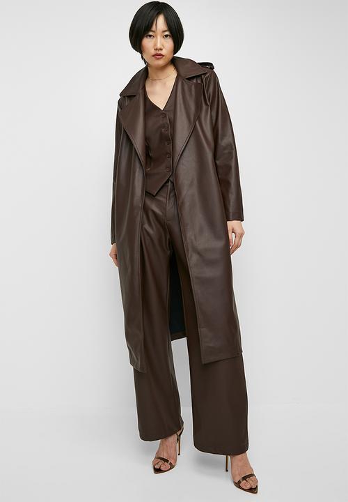 Superbalist - Low rise pu wide leg - tan