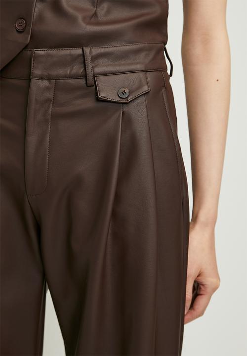 Superbalist - Low rise pu wide leg - tan