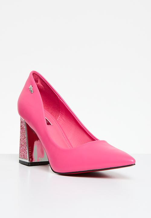 Plum - Alessandra block heel court - pink