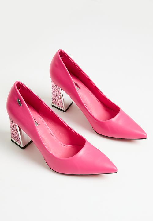 Plum - Alessandra block heel court - pink