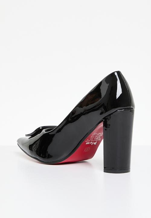 Plum - Esme block heel court - black