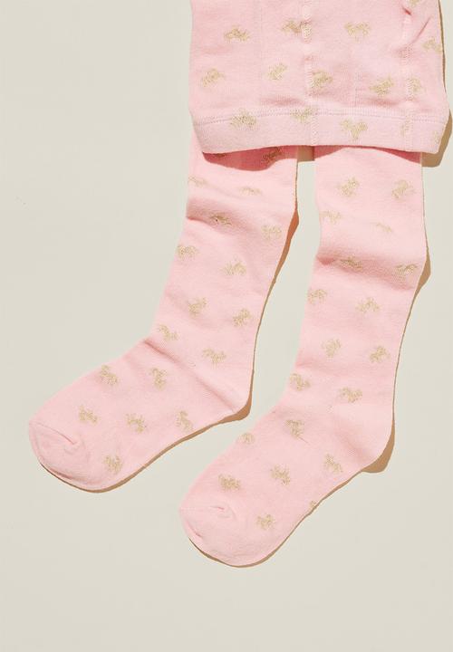 Cotton On - Solid tights - blush pink/gold unicorn shimmer