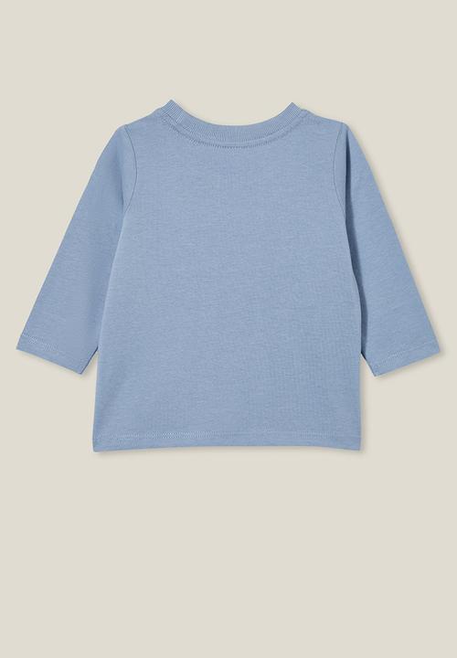 Cotton On - Jamie long sleeve tee - dusty blue/first word mama