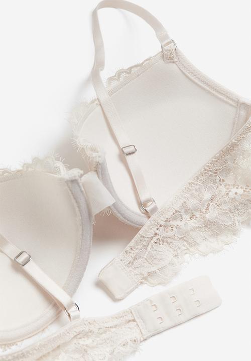 H&M - Lace push-up bra - light beige
