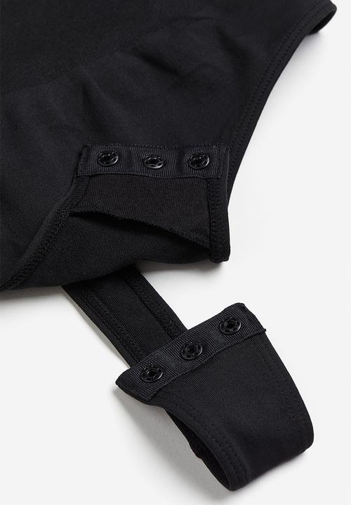 H&M - Seamless light shape push-up thong body - black