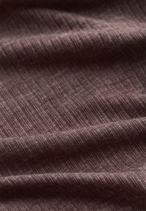 H&M - Ribbed pyjamas - dark mole mar