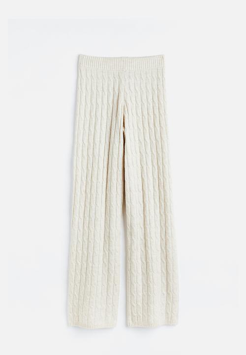 H&M - Cable-knit trousers - natural white 