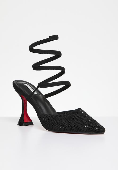 Plum - Camryn heeled mule - black