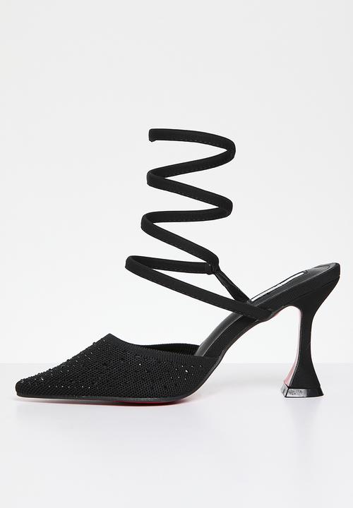 Plum - Camryn heeled mule - black