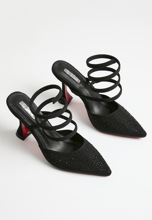 Plum - Camryn heeled mule - black