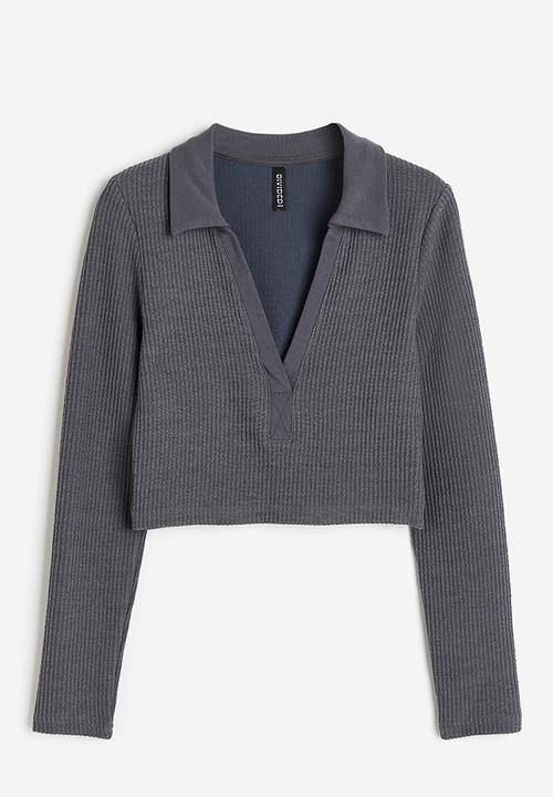 H&M - Collared jersey top - dark grey
