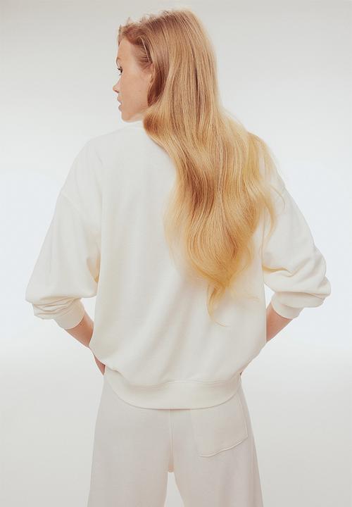 H&M - Embroidered sweatshirt - cream & shine