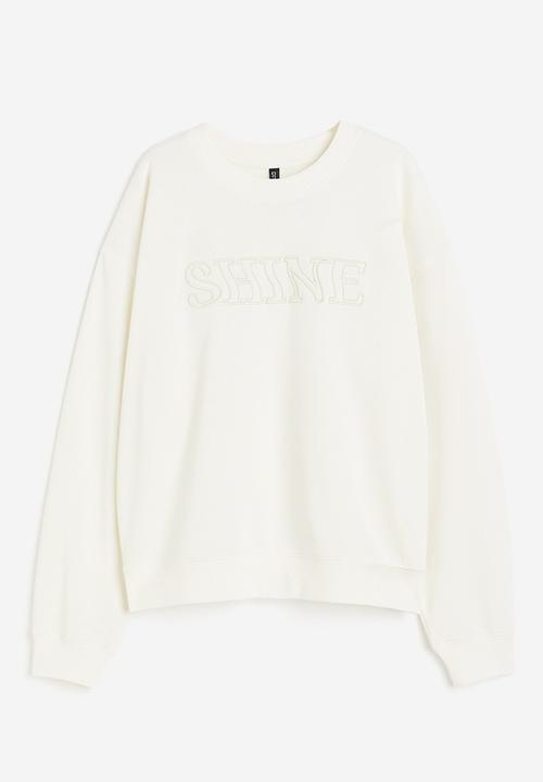 H&M - Embroidered sweatshirt - cream & shine