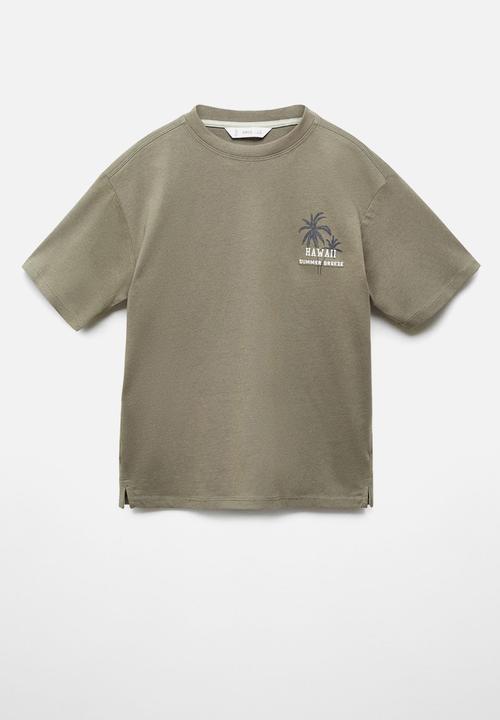MANGO - T-shirt hawaii - khaki