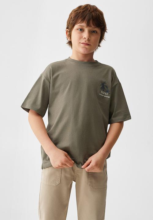 MANGO - T-shirt hawaii - khaki