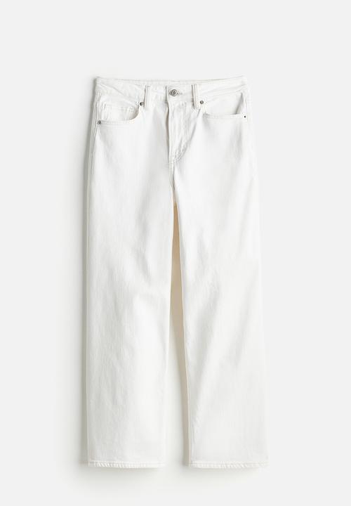 H&M - Curvy fit wide high cropped jeans - white