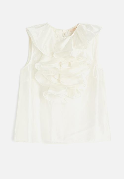 H&M - Flounce-trimmed top - white