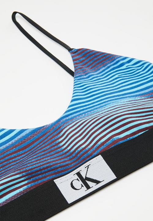 Calvin Klein - Unlined bralette - infared lines/eggshell blue