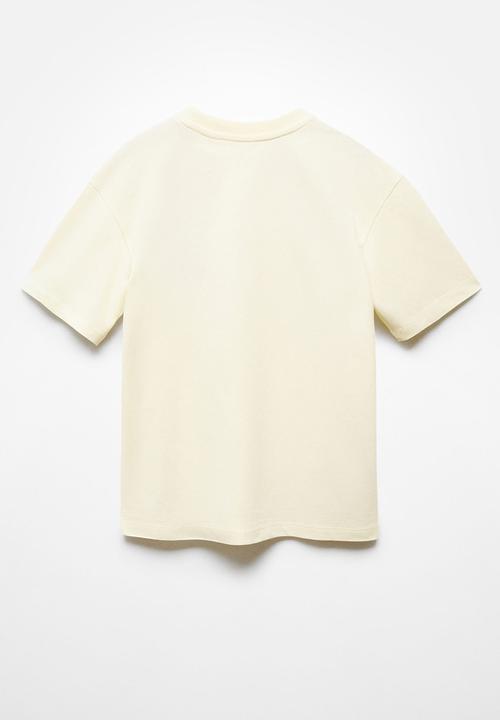 MANGO - T-shirt check - pastel yellow