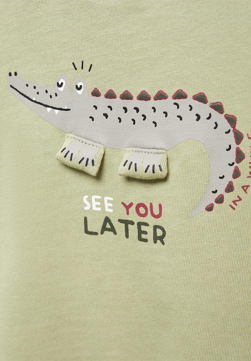MANGO - T-shirt drilo - green