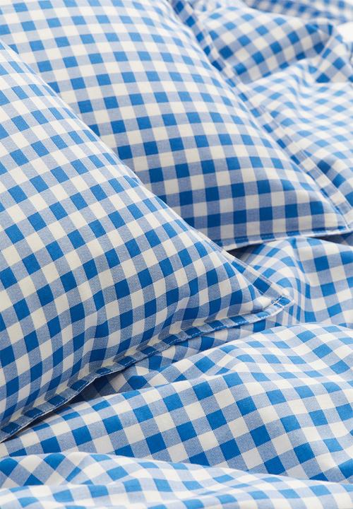 H&M - Patterned double/king size duvet cover set - blue/gingham-checked