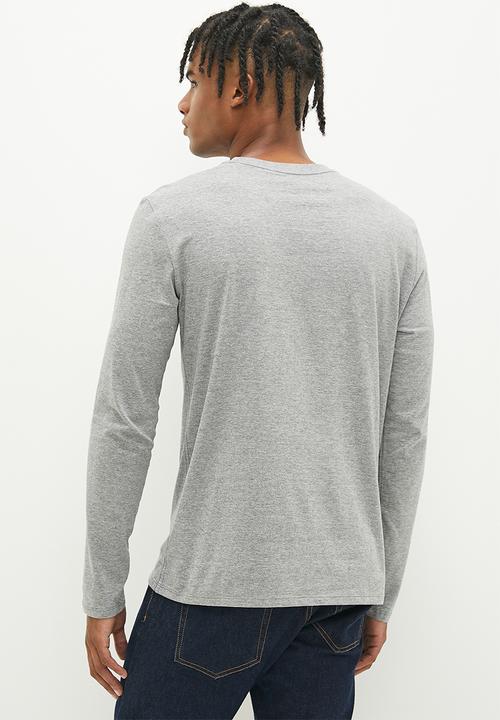 GUESS - Cn long sleeve original logo tee - Marble Heather