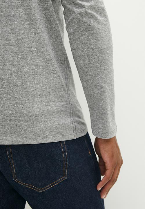 GUESS - Cn long sleeve original logo tee - Marble Heather