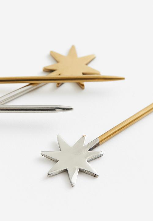 H&M - 4-pack metal food picks - gold-coloured/stars