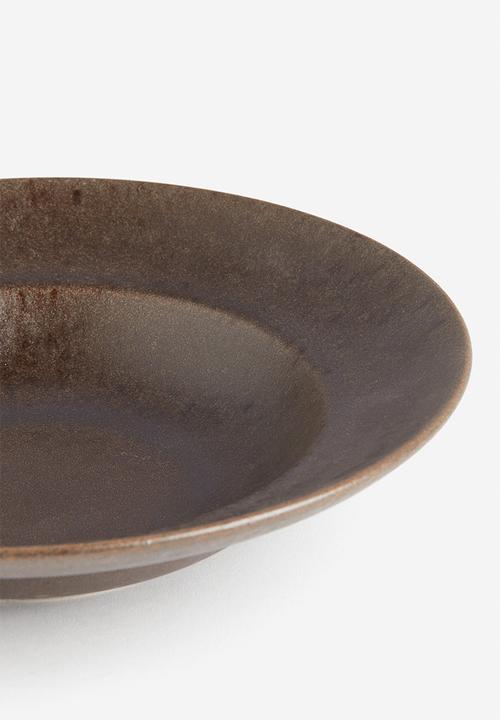 H&M - Stoneware pasta plate - dark brown
