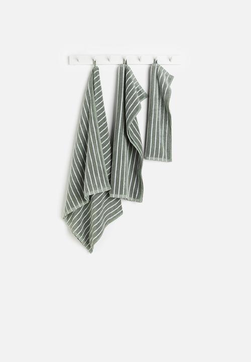 H&M - Striped bath towel - green, multi