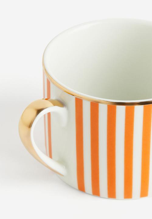 H&M - Porcelain cup - orange/striped