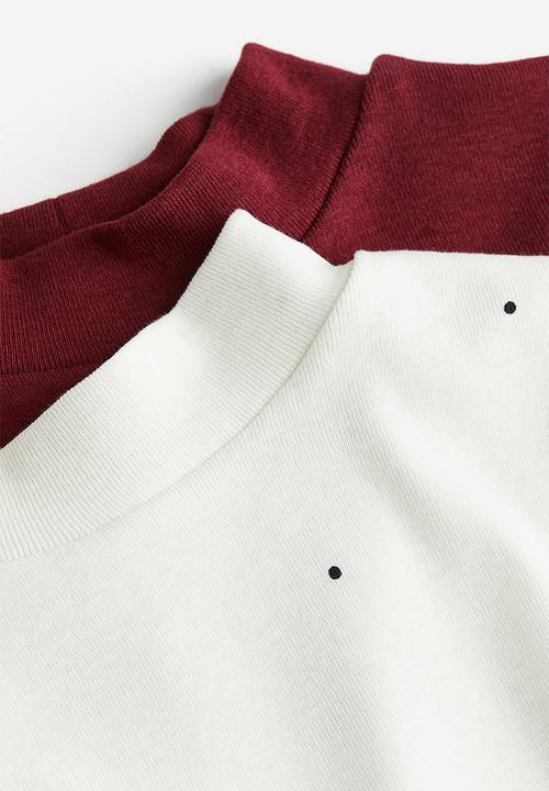 H&M - 2-Pack polo-neck tops - white spotted