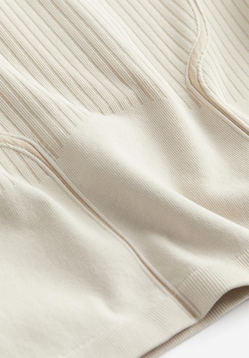 H&M - Drymove™ seamless cropped sports top - light beige