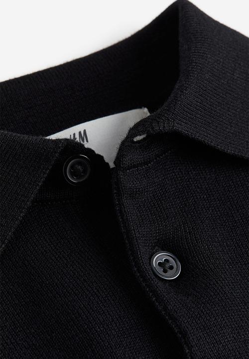 H&M - Fine-knit polo jumper - black