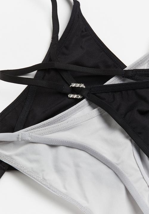 H&M - 3-Pack microfibre thong briefs - black & light grey